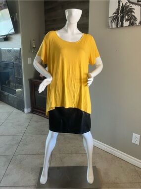 Philosophy Woman Bright Mustard Yellow Scoop Neck Tee 2X